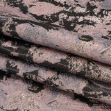 Metallic Silver, Mauve and Black Painted Flowers Luxury Brocade
