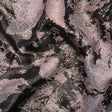 Metallic Silver, Mauve and Black Painted Flowers Luxury Brocade