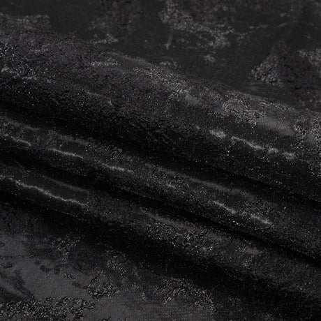 Metallic Black Painted Flowers Luxury Brocade