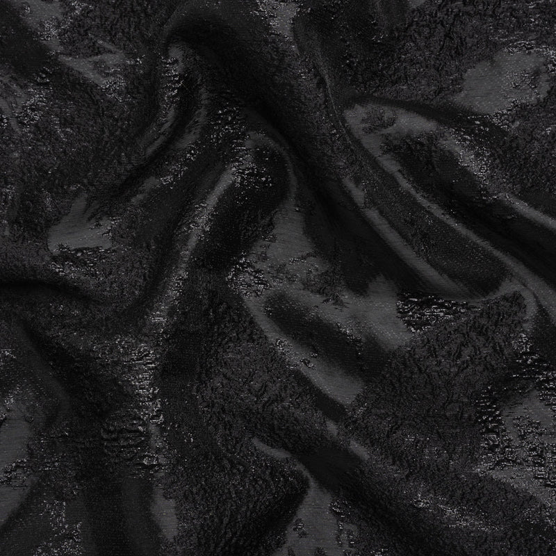 Metallic Black Painted Flowers Luxury Brocade