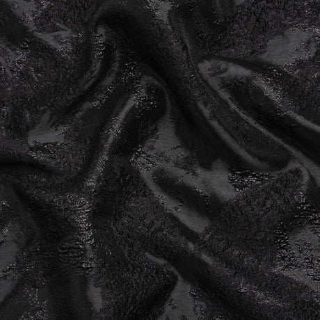 Metallic Black Painted Flowers Luxury Brocade