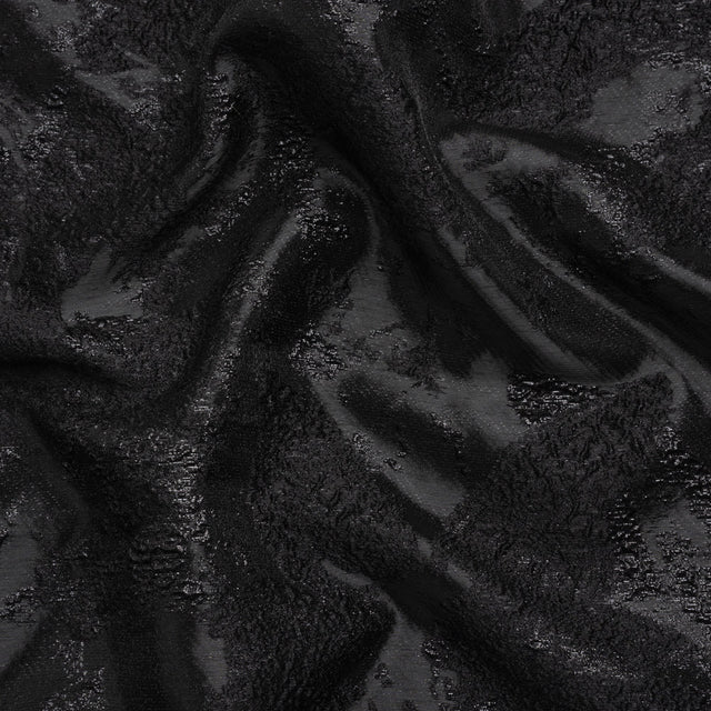 Metallic Black Painted Flowers Luxury Brocade