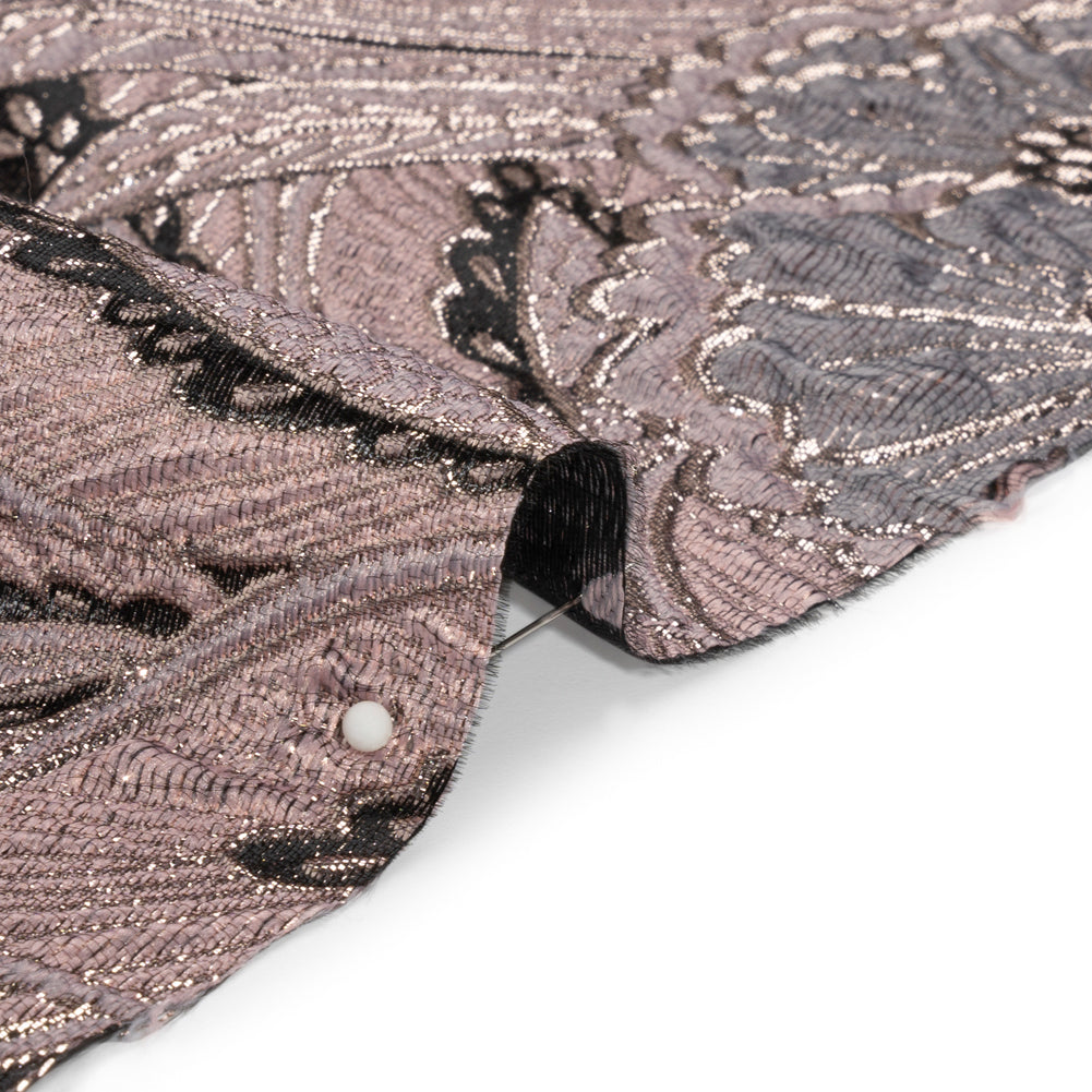 Metallic Pink, Gray and Black Gleaming Garden Luxury Brocade