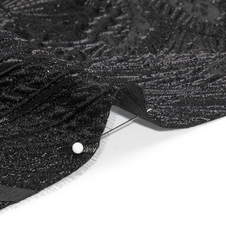 Metallic Black Gleaming Garden Luxury Brocade