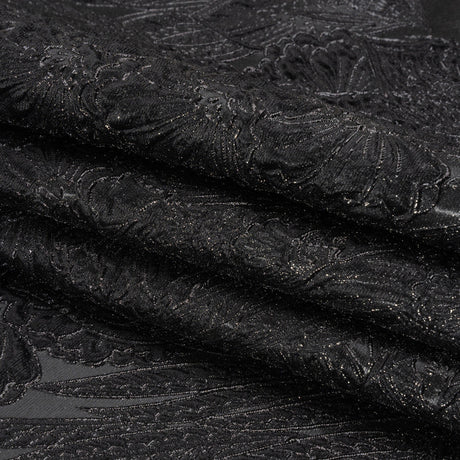 Metallic Black Gleaming Garden Luxury Brocade