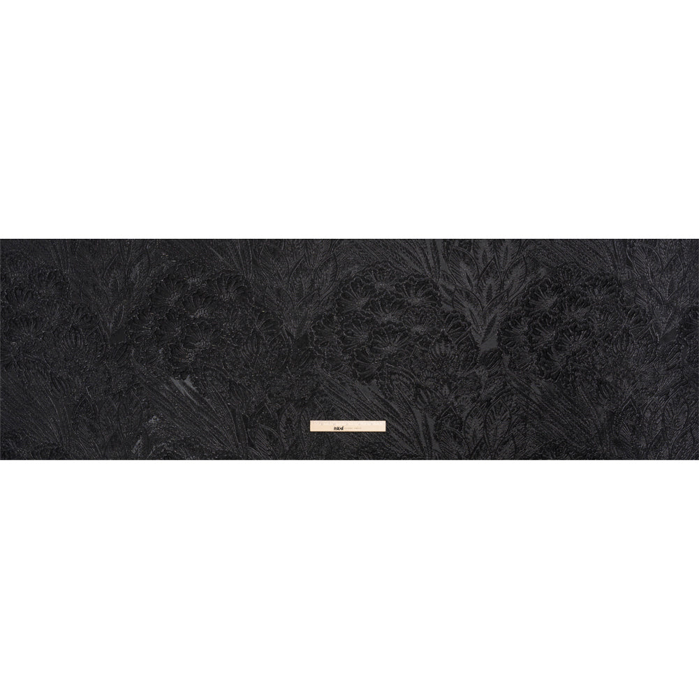 Metallic Black Gleaming Garden Luxury Brocade