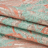 Metallic Silver, Peach and Robin's Egg Blue Gleaming Garden Luxury Brocade