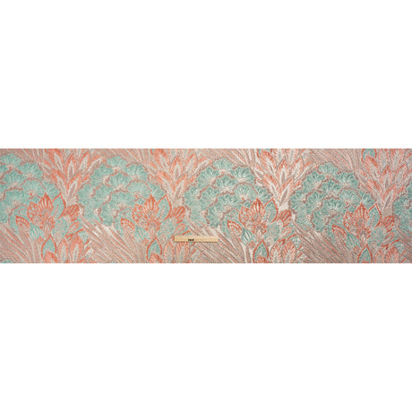 Metallic Silver, Peach and Robin's Egg Blue Gleaming Garden Luxury Brocade