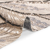 Metallic Beige, Silver and Gray Decorated Feathers Luxury Brocade