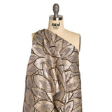 Metallic Beige, Silver and Gray Decorated Feathers Luxury Brocade