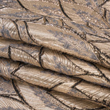 Metallic Beige, Silver and Gray Decorated Feathers Luxury Brocade