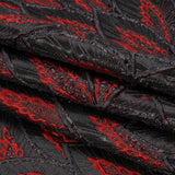 Metallic Black and Red Decorated Feathers Luxury Brocade