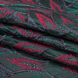 Metallic Teal, Raspberry and Black Decorated Feathers Luxury Brocade