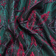 Metallic Teal, Raspberry and Black Decorated Feathers Luxury Brocade