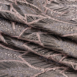 Metallic Dusty Rose, Silver and Black Decorated Feathers Luxury Brocade
