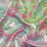 Metallic Green, Sky Blue and Pink Garden of Abstraction Luxury Brocade