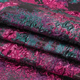 Metallic Fuchsia, Teal and Black Garden of Abstraction Luxury Brocade