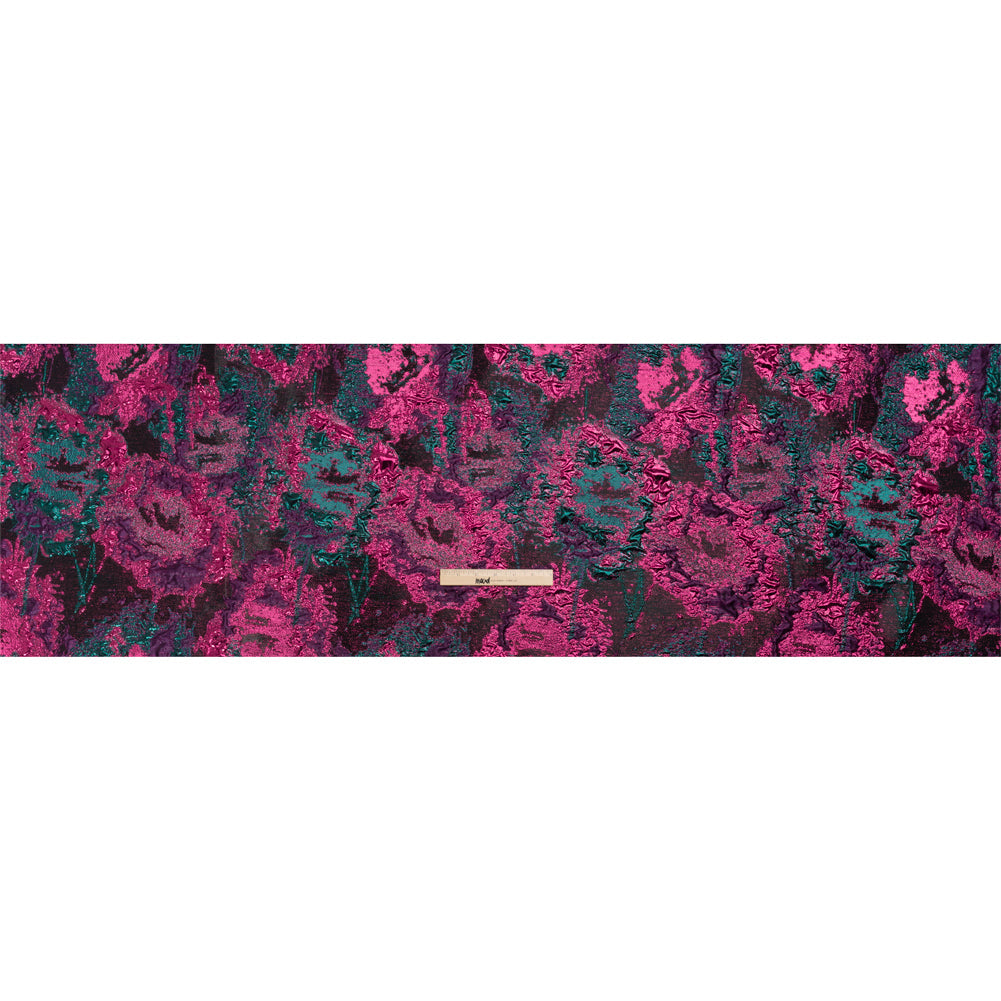 Metallic Fuchsia, Teal and Black Garden of Abstraction Luxury Brocade