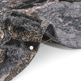 Metallic Gray, Silver and Black Rose Field Luxury Brocade