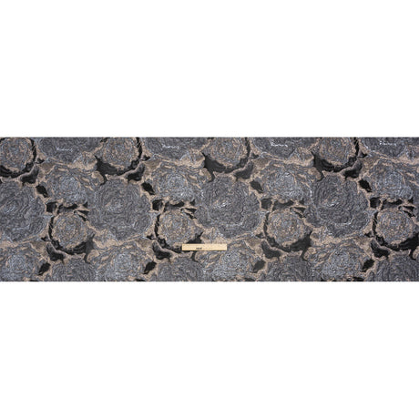 Metallic Gray, Silver and Black Rose Field Luxury Brocade