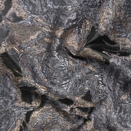 Metallic Gray, Silver and Black Rose Field Luxury Brocade