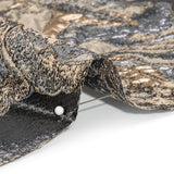 Metallic Gold, Silver and Black Rose Field Luxury Brocade