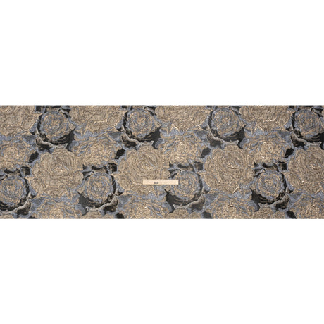 Metallic Gold, Silver and Black Rose Field Luxury Brocade