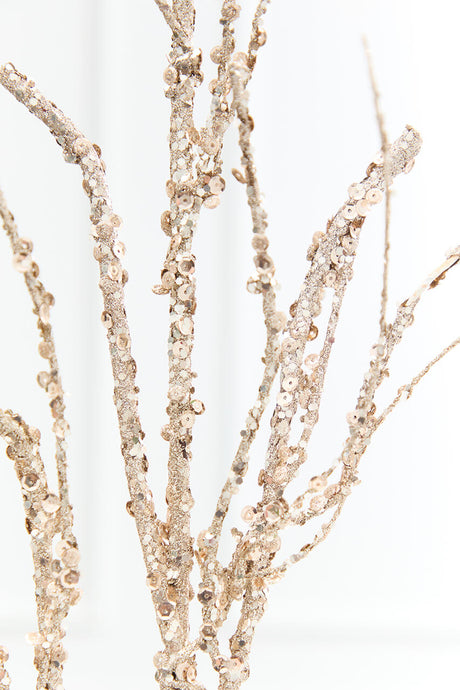 37" Glittered Sequin Champagne Branch Spray