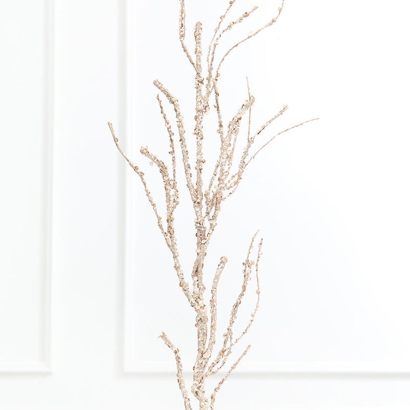 37" Glittered Sequin Champagne Branch Spray