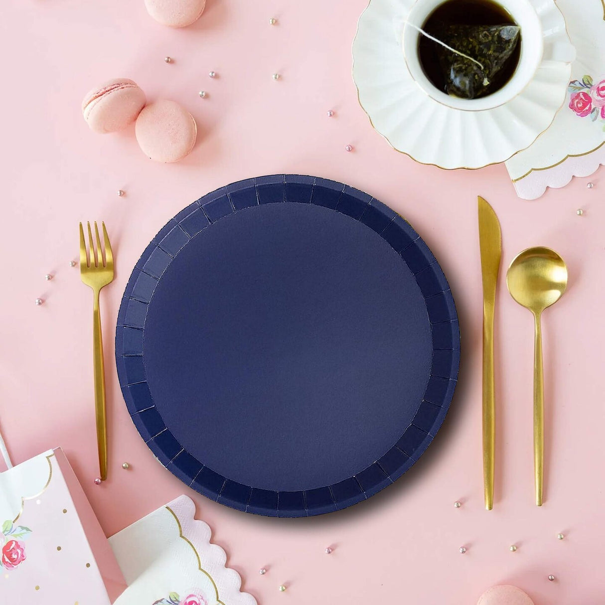 10 Count Navy Large Paper Plates 9.25 Inch Classic Round Plates for Parties Meals and Events