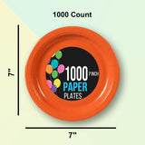 1000 Count Orange Disposable Paper Plates Party Supplies 7 Inch