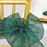 10 Pieces Hunter Green Organza Chair Sashes 8"x108" Holly Green Wedding & Event Decor