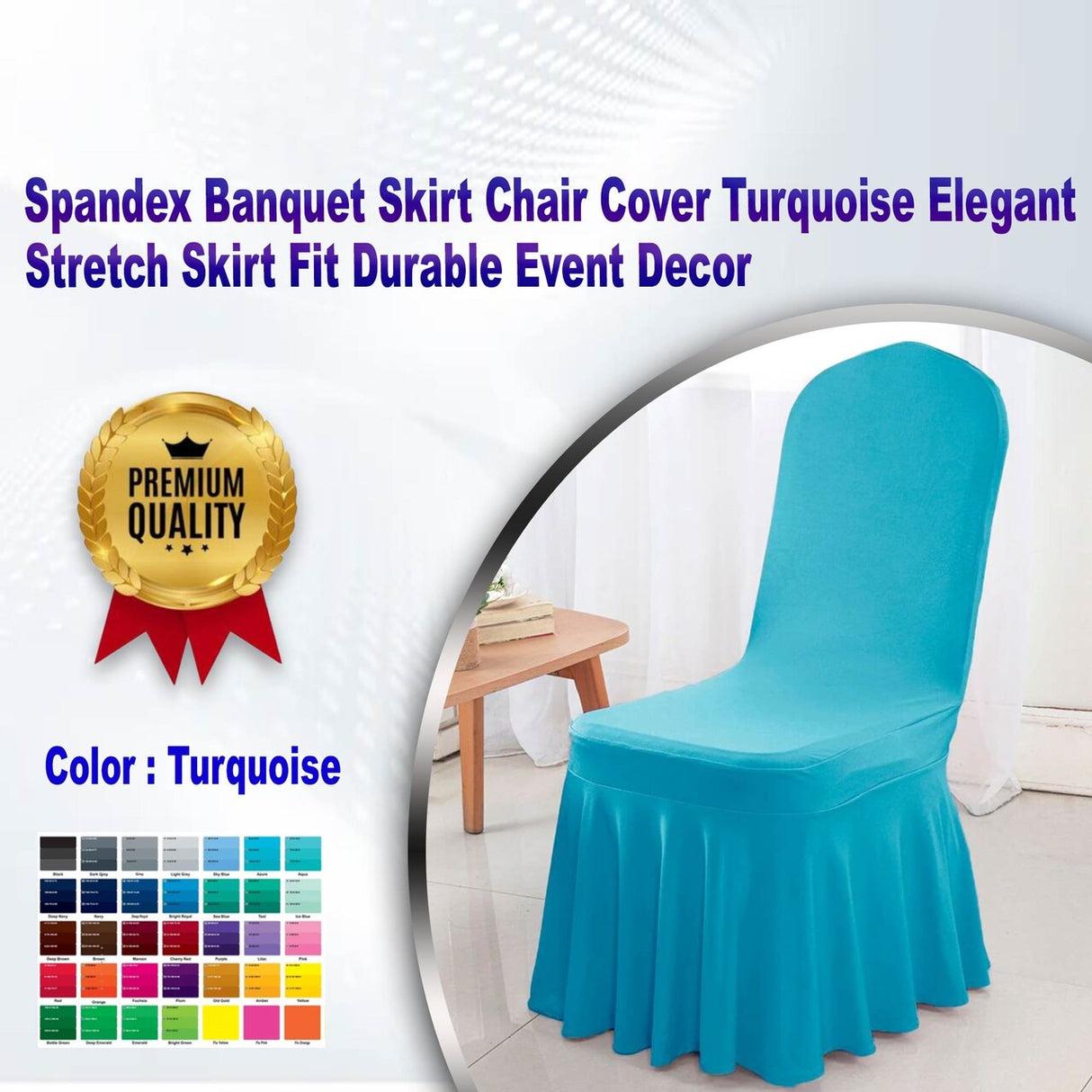 Spandex Banquet Skirt Chair Cover Turquoise Elegant Stretch Skirt Fit Durable Event Decor
