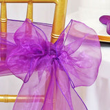 10 Pieces Purple Organza Chair Sashes 8"x108" Sheer Elegant Event Decorations
