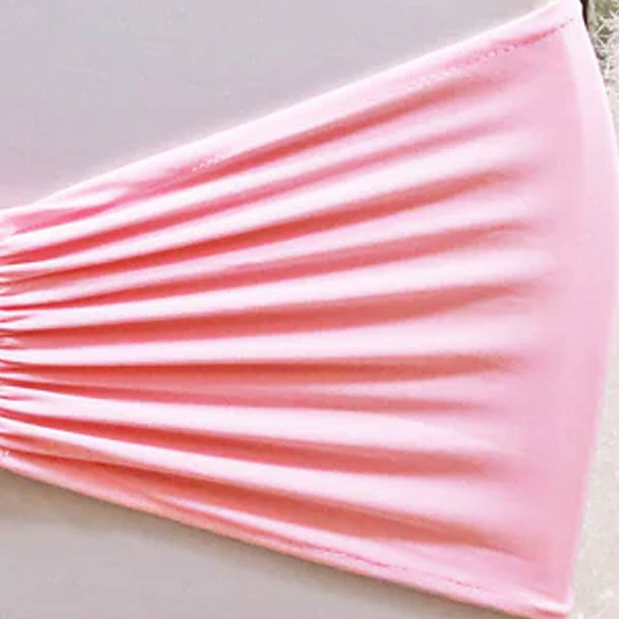 10 Pieces Pink Ruffled Spandex Chair Bands for Charming Event Decor 8x13 inches