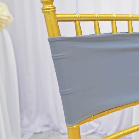 10 Pieces Soft Dusty Blue Stretch Spandex Chair Bands 7 x 13 Inches