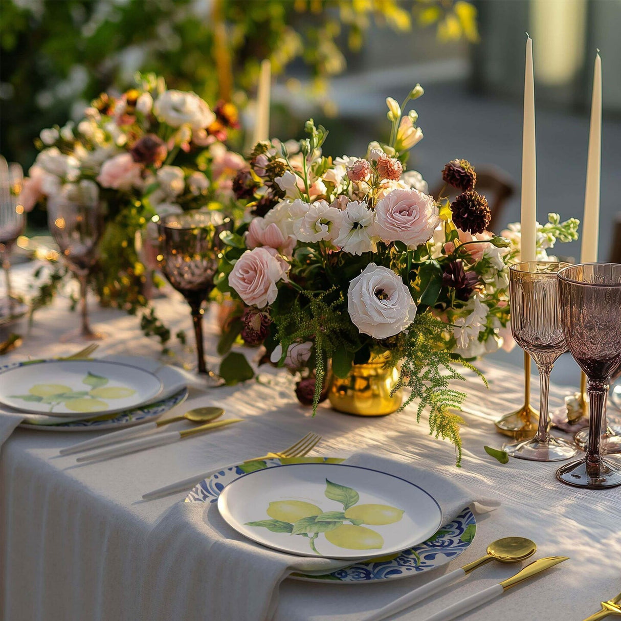 32 Count Tuscan Design Paper Plates Combo Set Elegant Disposable Dinnerware 10 inch + 8 inch