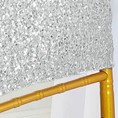 1 Piece Platinum Or Light Silver Sequin Spandex Chair Cap 13.5 inch by 10 inch Decor