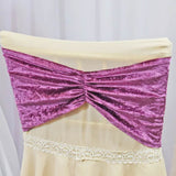 10 Pieces Mauve Ruffled Ice Crushed Velvet Chair Bands for Event Decor 8x13 inches