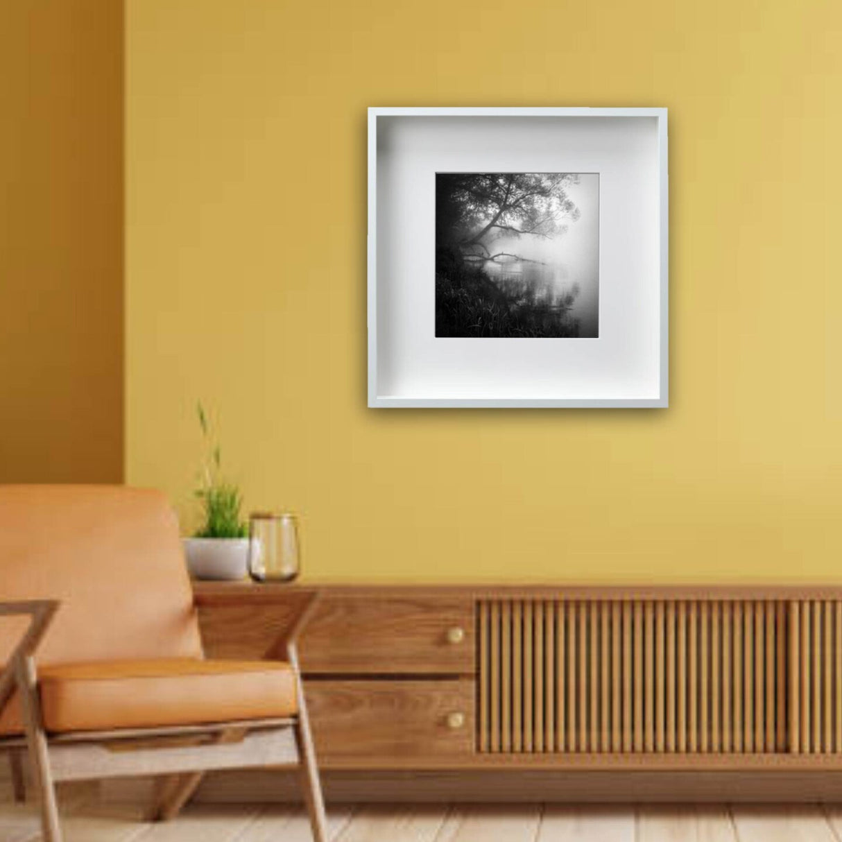 White Frame with Mount, 19¾x19¾" – Deep Gallery Frame, Easy No-Nail Hanging!