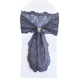 10 Pieces Pewter Caspari Lace Chair Sashes Decor for Weddings & Events 9" x 108"