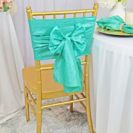 10 Pieces Tiff Blue or Aqua Blue Crushed Taffeta Chair Sashes 9.5"x108"