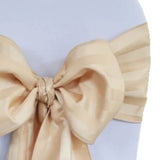 10 Pieces Champagne Striped Jacquard Polyester Chair Sashes 7.5"x108" for Stylish Events