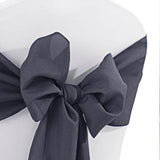 10 Pieces Pewter Charcoal Polyester Chair Sashes, Sleek Wrinkle Free Event Styling 8"x108"