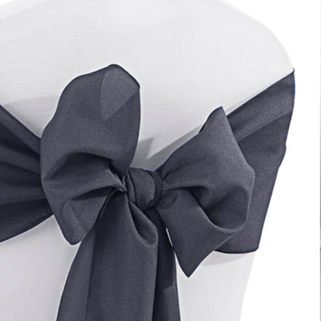 10 Pieces Pewter Charcoal Polyester Chair Sashes, Sleek Wrinkle Free Event Styling 8"x108"