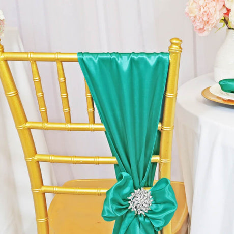 10 Pieces Jade Satin Chair Bands, 8"x108" Elegant Event Wraps