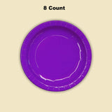 8 Count Purple Paper Plates Round Disposable Dinnerware 7 Inch Party Supplies