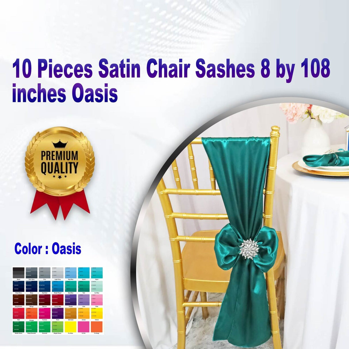 10 Pieces Satin Chair Sashes 8 by 108 inches Oasis