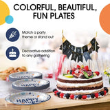50 Count Blue Birthday Print Paper Plates 7 Inch Disposable Party Celebrations