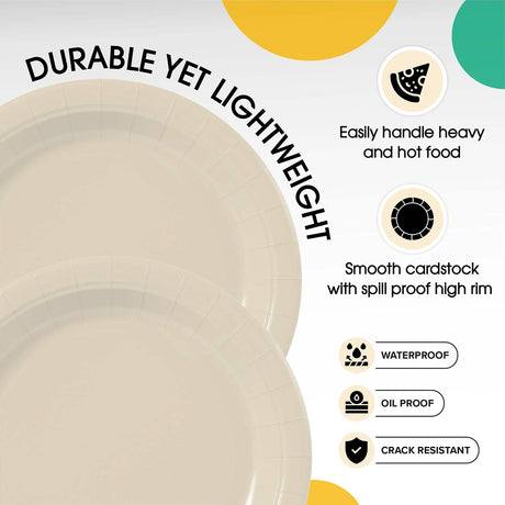 100 Count Ivory Paper Plates 7 Inch – Sturdy Disposable Party Plates for All Occasions